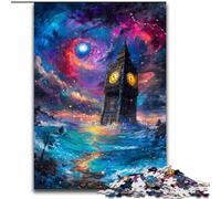 Puzzles Mystérieux Londres Big Ben pour Adultes 1000 Puzzles, Art Intéressant Réduction du Stress Liste de Souhaits avec Père Noël pour 14 Ans (26x38cm)