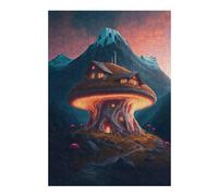 Puzzles Mystical Mushroom House Puzzles pour Adultes, Jouets Anti-Stress, Modèles À Assembler, Parfaits comme Cadeaux pour Toute La Famille 38x26cm/1000pcs