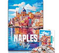 Puzzles Naples Italie pour Adultes 1000 Puzzles, Jeu Stimulant et Jeu Familial Décoration Murale Cadeaux d'anniversaire et de Noël Uniques 38x26cm