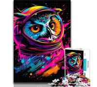 Puzzles Néon Astronaute Hibou 1000 Pièces Puzzles pour Adultes Cadeaux, est idéal comme Cadeau pour Toute la Famille Convient pour Et 14 50x75cm