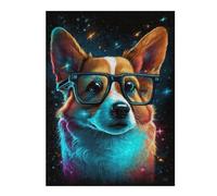 Puzzles Neon Corgi Glasses Art Print Puzzles pour Adultes - Jeu Manuel - Défi Difficile - Idéal comme Cadeau pour Toute La Famille 1000pcs(52x38cm)