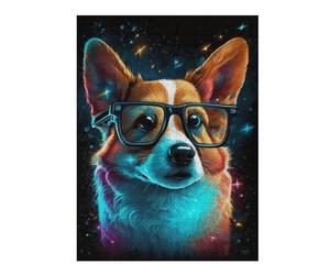 Puzzles Neon Corgi Glasses Art Print Puzzles pour Adultes - Jeu Manuel - Défi Difficile - Idéal comme Cadeau pour Toute La Famille 1000pcs(52x38cm)