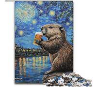 Puzzles Night Sky Beer Capybara pour Adolescents 1000 pièces, Anti-Stress Staycation Kill Time Interaction Parent-Enfant (Taille 26x38cm)