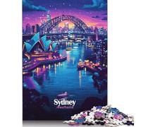 Puzzles Nocturnes du Port de Sydney 500 pièces pour Adultes et Puzzles en Bois. Jeu éducatif Familial 500 pièces (52 x 38 cm).