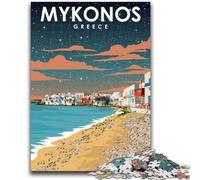 Puzzles Nocturnes Mykonos Grèce 1000 pièces pour Adultes, Jeux éducatifs, Anti-Stress, Cadeaux du Père Noël Secret pour Les Enfants de 14 Ans et Plus (1000 pièces, 50x75cm)