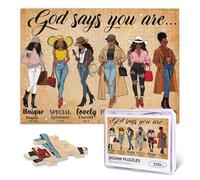 Puzzles noirs pour femmes, 500 pièces, puzzle afro-américain, pour adultes, reine noire, Dieu dit tu es en bois, jeux familiaux, jouets de motivation, jouets éducatifs