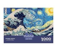 Puzzles Nuit étoilée - La Grande Vague de Kanagawa - Étanche - 1000 pièces - Cadeaux pour Adultes - Puzzle Impossible, Jeux de Puzzle stimulants