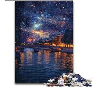 Puzzles Nuit étoilée sur la Seine pour Adultes et Adolescents, Jeux Amusants, Chaque pièce est Unique - Jeu Familial Stimulant et Amusant 26x38cm