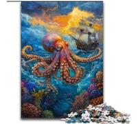 Puzzles Octopus Océan 1000 pièces pour Adultes, Assemblage de Motifs Amusant à la Maison, Cadeau d'anniversaire, Cadeau de Voyage (50x75cm)