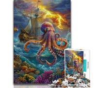 Puzzles Octopus Océan 1000 pièces pour Adultes, Jeu Stimulant et Jeu Familial idéal comme Cadeau pour Toute la Famille 38x26cm