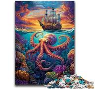 Puzzles Octopus Océan 1000 pièces pour Adultes, Jouets éducatifs et éducatifs, Jeux familiaux avec Affiche et fiche de Questions-réponses (50x75cm)