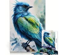 Puzzles Oiseau Bleu Aquarelle pour Adolescents 1000 Pièces Intellectuels et Habiletés Tranquille Évasion Nettoyage Assemblage Cadeau de Noël (50x75cm)