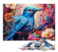 Puzzles Oiseau Bleu et Fleurs Puzzles pour Adultes Puzzles en Bois de 1000 pièces pour Adultes et Enfants à partir de 14 Ans Puzzles Difficiles et Difficiles (50x75 cm)
