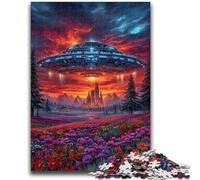 Puzzles OVNI extraterrestres pour Adolescents, Jeu Stimulant et Familial avec des pièces de Formes aléatoires entièrement emboîtables (38x26cm)