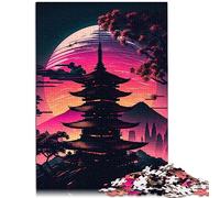 Puzzles Pagode Couchers de Soleil d'été 1000 pièces pour Adolescents Cadeaux en Carton de qualité supérieure Puzzles à emboîtement précis pour Adultes Jeu éducatif Jouet de défi 26 x 38 cm