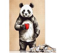 Puzzles Panda Animaux Café 1000 pièces pour Adultes, difficulté : renforcez Les Relations Entre Les Membres de la Famille (1000 pièces, 38 x 26 cm)
