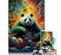 Puzzles Panda Animaux Colorés pour Adolescents 1000 Puzzles, Difficile à Compléter, mais Amusant et Humoristique Cadeau d'anniversaire, Cadeaux, Art Mural (38x26cm)