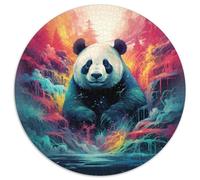Puzzles Panda Art Coloré pour Adultes Puzzles Ronds de 1000 Pièces pour Débutant Niveau de Compétence 1000 Pièces, Idéal pour Les Cadeaux d'anniversaire et de Vacances (67,5x67,5cm)