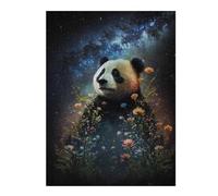 Puzzles Panda in Space Flowers Puzzles pour Adultes - Jeu Manuel - Défi Difficile - Idéal comme Cadeau pour Toute La Famille 1000pcs(52x38cm)