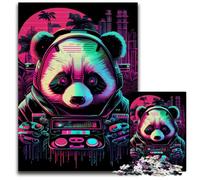 Puzzles Panda Néon 1000 pièces pour Adultes, Puzzles en Bois, idéal pour Les Adolescents et Les collectionneurs, Cadeau de Voyage, activité familiale 50 x 75 cm