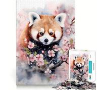Puzzles Panda Rouge pour Adolescents 1000 pièces Recall Upgrade Calm Relax Clear Cut Art Collection Piece (38x52cm)