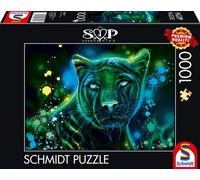 Puzzles Panthère Bleu Vert Fluo, 1000 Pcs