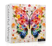 Puzzles Papillon pour Adultes de 1000 pièces, Casse-tête Stimulant avec Fleurs colorées et Papillons avec Art en Papier, Puzzle de Plantes d'animaux Difficiles pour Adultes