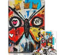Puzzles Papillons Style Basquiat 1000 pièces pour Adolescents, Aidez Le Cerveau à exercer des Jouets addictifs pour cultiver la Patience, Jeu de défi Unique (38x26cm)