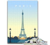 Puzzles Paris pour Adolescents 1000 pièces, Jouets éducatifs et éducatifs, Jeux familiaux avec Affiche et fiche de Questions-réponses Assorties (1000 pièces, 26x38cm)