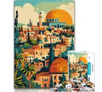 Puzzles Paysage Urbain de Jérusalem pour Adolescents 1000 pièces, Jeu éducatif, Jouet de défi, décoration Murale, Cadeaux d'anniversaire et de Noël Uniques 38x26cm