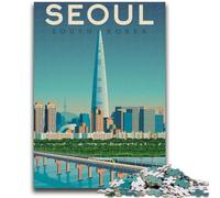Puzzles Paysage Urbain de Séoul, Corée, pour Adultes et Adolescents, Puzzle Anti-Stress, défi Difficile pour la décoration de la Maison, pour 14+ 1000 pièces (26x38cm)