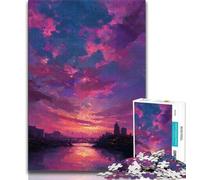 Puzzles Paysage Urbain sous Le Soleil couchant pour Adolescents, Aidez Le Cerveau à exercer des Jouets addictifs pour cultiver la Patience Une œuvre d'art 38x26cm