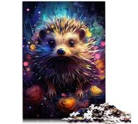 Puzzles Peinture hérisson coloré Puzzle pour Adultes 1000 pièces Puzzle en Bois Difficile Puzzle Dur pour Femmes Hommes (50x75 cm)