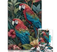 Puzzles Perroquet de la Jungle pour Adolescents, 1000 pièces, Jouets éducatifs et éducatifs, Jeux familiaux avec Affiche et fiche de Questions-réponses (75x50cm)