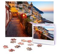 Puzzles personnalisés de 500 pièces - Puzzle Positano bord de mer coucher de soleil - Image stimulante avec sac de rangement - Puzzle photo pour adultes de mariage (75 x 50 cm)