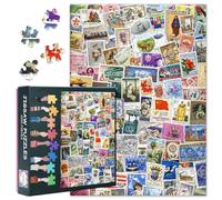 Puzzles Philatélie pour Adultes 1000 Pièces, Collection Mondiale de Timbres Commémoratifs, Puzzle Impossible 1000 Pièces pour La Décoration Murale à La Maison, 50x70cm