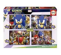 Puzzles phosphorescents - Educa - Multi 4 Sonic Prime Neon - 50 à 150 pièces - 34x24 cm