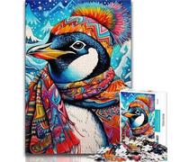 Puzzles Pingouin Art Coloré pour Adolescents Puzzle 1000 pièces, Jeu de Casse-tête Décoration Murale Cadeaux d'anniversaire et de Noël Uniques 38x26cm