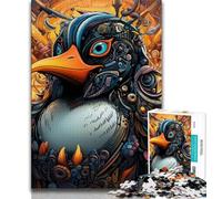 Puzzles Pingouin Art Coloré pour Adultes et Ados 1000 Pièces, Anti-Stress Staycation Kill Time avec Affiche et Fiche Trivia Assorties (38x26cm)