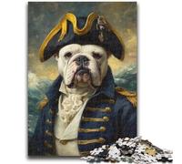 Puzzles Pirate Capitaine Bouledogue Français 1000 Pièces pour Adultes, Jouets Éducatifs, Jeux Anti-Stress, Cadeaux Secret du Père Noël pour Et Âge 14 50X75CM