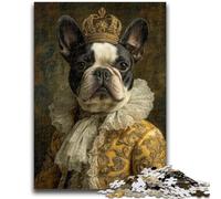 Puzzles Pirate Capitaine Bouledogue Français pour Adultes 1000 Pièces, Anti-Stress Staycation Tuer Le Temps Améliorer l'amour Entre Couples 50x75cm