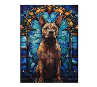 Puzzles Pit Bull Dog Stained Glass Puzzles pour Adultes, Jouets Anti-Stress, Modèles À Assembler, Parfaits comme Cadeaux pour Toute La Famille 52x38cm/1000pcs
