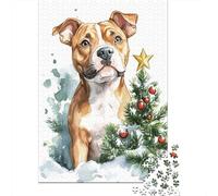 Puzzles Pitbull Aquarelle de Noël 500 pièces pour Adultes, Jouets éducatifs, Jeux en Famille, Cadeaux d'anniversaire, 500 pièces (52 x 38 cm)
