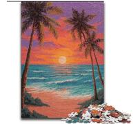 Puzzles Plage au Coucher du Soleil pour Adultes et Adolescents 1000 pièces, stimulent Le Cerveau, stimulent la Patience, stimulent l'imagination et stimulent la créativité (50x75cm)