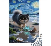 Puzzles Pomeranien Puppy De 1000 Pièces pour Adultes,Vagues océaniques Un Jeu De Dexérité Très Difficile Puzzle en Bois Jeu ÉduChatif avec des Défis Un Jeu Cadeau Original 1000pcs (75x50cm)