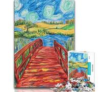 Puzzles Pont du Ciel Nocturne pour Adultes 1000 Puzzles, Jeu Familial Anti-Stress Défi Difficile Cadeaux Secrets du Père Noël 50x75cm