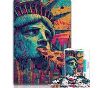 Puzzles Pop Art Statue de la Liberté pour Adolescents 1000 Puzzles, Staycation Kill Time Chaque pièce est Unique - Jeu Familial Stimulant et Amusant 50x75cm
