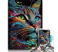 Puzzles Portrait de Beau Chat Puzzles 1000 Pièces pour Adultes Cadeaux Intéressant Réduction du Stress Interaction Parent-Enfant 75x50cm
