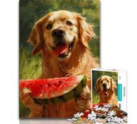 Puzzles Portrait Golden Retriever 1000 pièces pour Adolescents, Aidez Le Cerveau à exercer des Jouets addictifs pour cultiver la Patience, Jeu de défi Unique (38x26cm)