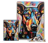 Puzzles pour 1000 pièces Doberman Graffiti Puzzles en Carton 26x38cm Cadeau Parfait pour la fête des mères, Les Anniversaires, Noël